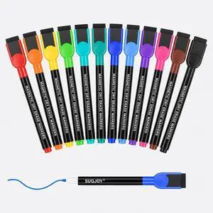 Magnetic Dry Erase Markers, Fine Tip Whiteboard Markers with Eraser Caps, Low Odor, 12 Assorted Colors, for Fridge Calendar, 12 Count Magnetic Dry Erase Markers, Fine Tip Whiteboard Markers with Eraser Caps, Low Odor, 12 Assorted Colors, for Fridge Calendar, 12 Count