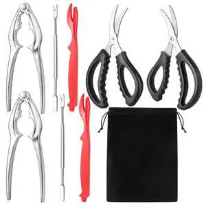 Seafood Cracker Tool Set With Lobster Sheller Stainless Steel Crab Crackers Crab Leg Fork Seafood Scissors And Storage Bag, Crab Leg Pick Utensils Set Crab Eating Tools (9Pcs) Seafood Cracker Tool Set With Lobster Sheller Stainless Steel Crab Crackers Crab Leg Fork Seafood Scissors And Storage Bag, Crab Leg Pick Utensils Set Crab Eating Tools (9Pcs)