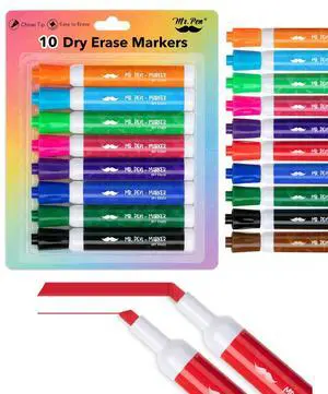 Dry Erase Markers, 10 Pack, Assorted Colors, Low Odor Ink Dry Erase Markers, 10 Pack, Assorted Colors, Low Odor Ink