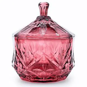 Glass Candy Cookie Jar,Small Crystal Chrismas Candy Dish with Lid,Dark Feminine Decor,Vanity Bathroom Organizer(Magenta) Glass Candy Cookie Jar,Small Crystal Chrismas Candy Dish with Lid,Dark Feminine Decor,Vanity Bathroom Organizer(Magenta)