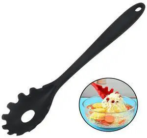 Spaghetti Spoon Pasta Fork,Silicone Pasta Fork,11.2 inch Spaghetti Strainer Kitchen High Heat Resistant Noodle Spoon Server,Food Grade Pasta Spoon with Stainless Steel Handle,BPA Free (Black) Spaghetti Spoon Pasta Fork,Silicone Pasta Fork,11.2 inch Spaghetti Strainer Kitchen High Heat Resistant Noodle Spoon Server,Food Grade Pasta Spoon with Stainless Steel Handle,BPA Free (Black)