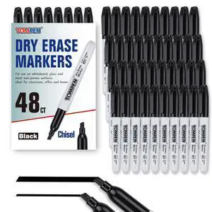Dry Erase Markers Chisel Tip Black,48 Count Bulk,Erasable Whiteboard Markers with Low Odor Ink Quick-Drying for Calendar Boards Office Home School Writing Planning Dry Erase Markers Chisel Tip Black,48 Count Bulk,Erasable Whiteboard Markers with Low Odor Ink Quick-Drying for Calendar Boards Office Home School Writing Planning