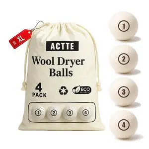Wool Dryer Balls Laundry, XL(2.7") 4 Pack, Premium Fabric Softener Ball, Reusable, Anti Static, Chemical Free Natural Wool Balls for Dryer, Laundry Dryer Balls 100% New Zealand Wool Wool Dryer Balls Laundry, XL(2.7") 4 Pack, Premium Fabric Softener Ball, Reusable, Anti Static, Chemical Free Natural Wool Balls for Dryer, Laundry Dryer Balls 100% New Zealand Wool