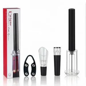 Wine Opener Gift Set with Foil Cutter Wine Aerator Pourer Stopper | 4-in-1 Gift Set, Best Gifts to Wine Lovers, Air Pressure Wine Opener Wine Opener Gift Set with Foil Cutter Wine Aerator Pourer Stopper | 4-in-1 Gift Set, Best Gifts to Wine Lovers, Air Pressure Wine Opener