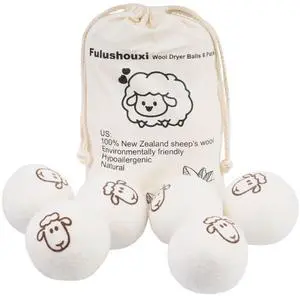 6 Pcs Wool Dryer Balls, Reusable New Zealand Natural Fabric Softener & Static Reducer Wool Laundry Balls for Dryer to Reduce Wrinkles & Shorten Drying Time, for Pet Hair & Laundry, with Storage Bag 6 Pcs Wool Dryer Balls, Reusable New Zealand Natural Fabric Softener & Static Reducer Wool Laundry Balls for Dryer to Reduce Wrinkles & Shorten Drying Time, for Pet Hair & Laundry, with Storage Bag