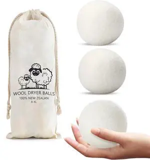 Wool Dryer Balls Laundry Reusable Wool Balls for Dryer Organic Premium New Zealand Wool Natural Fabric Softener Reduce Clothing Wrinkles Drying Clothes Faster Eco-Friendly 3 Pack XL Wool Dryer Balls Laundry Reusable Wool Balls for Dryer Organic Premium New Zealand Wool Natural Fabric Softener Reduce Clothing Wrinkles Drying Clothes Faster Eco-Friendly 3 Pack XL