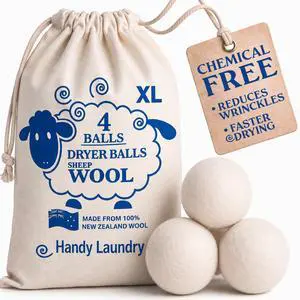 Wool Dryer Balls 4-Pack, Reusable Natural Fabric Softener Wool Dryer Balls 4-Pack, Reusable Natural Fabric Softener