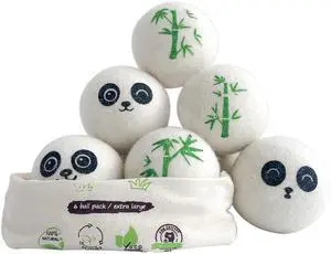 Wool Dryer Balls Laundry Reusable, 100% Natural New Zealand Wool Balls for Dryer, 6 in 1 Pack (Panda) Wool Dryer Balls Laundry Reusable, 100% Natural New Zealand Wool Balls for Dryer, 6 in 1 Pack (Panda)