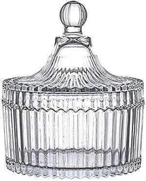Glass Candy Storage Box Clear Sugar Dish With Lid Crystal Covered Candy Bowl Apothecary Food Buffet Container Holder Glass Candy Storage Box Clear Sugar Dish With Lid Crystal Covered Candy Bowl Apothecary Food Buffet Container Holder