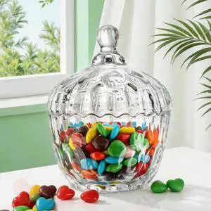 11.5 oz Candy Dish with Lid, Small Glass Candy & Cookie Jar 11.5 oz Candy Dish with Lid, Small Glass Candy & Cookie Jar