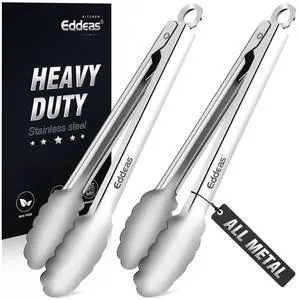 2PCS 9Inch Tongs for Cooking Heavy Duty All Metal Kitchen Tongs 2PCS 9Inch Tongs for Cooking Heavy Duty All Metal Kitchen Tongs