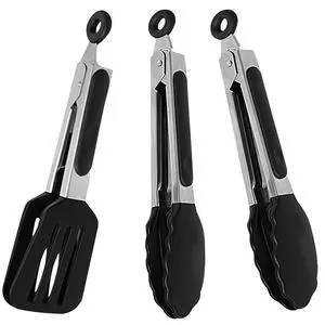 7 inch Mini Silicone Serving Tongs with Silicone Tips Set of 3 7 inch Mini Silicone Serving Tongs with Silicone Tips Set of 3
