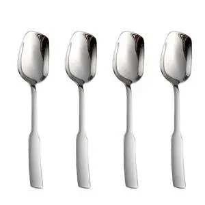 Stainless Steel Fashion Square Head Dessert Spoons, Mirror Polished Ice Cream Spoon, Creative Stirring Snow Cone Spoon, 7.6 Inches, 4 Pack Stainless Steel Fashion Square Head Dessert Spoons, Mirror Polished Ice Cream Spoon, Creative Stirring Snow Cone Spoon, 7.6 Inches, 4 Pack