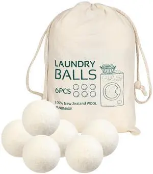 Wool Dryer Balls Reusable Laundry Dryer Balls Natural Fabric Softener Dryer Sheets Replacement for Reducing Clothing Static and Wrinkles, Set of 6PCS Wool Dryer Balls Reusable Laundry Dryer Balls Natural Fabric Softener Dryer Sheets Replacement for Reducing Clothing Static and Wrinkles, Set of 6PCS