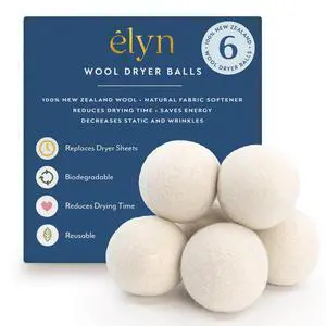 Wool Dryer Balls 6-Pack - XL, 100% New Zealand Wool, Reusable and Handmade. Fragrance-Free, Natural Fabric Softener, Reduce Wrinkles and Decrease Drying Time (White) Wool Dryer Balls 6-Pack - XL, 100% New Zealand Wool, Reusable and Handmade. Fragrance-Free, Natural Fabric Softener, Reduce Wrinkles and Decrease Drying Time (White)