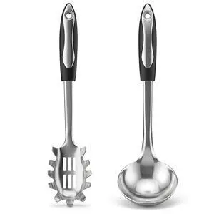 2 PCS Stainless Steel Soup Ladle and Spaghetti Spoon 2 PCS Stainless Steel Soup Ladle and Spaghetti Spoon