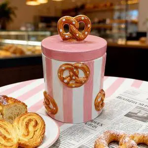 Christmas Cookie Jars with Lid Airtight, 19.5 OZ Xmas Food Storage Containers, Hand Painted Pretzel Kitchen Canisters for Countertop, Home Decor for Coffee, Sugar, Tea, Flour577ml Christmas Cookie Jars with Lid Airtight, 19.5 OZ Xmas Food Storage Containers, Hand Painted Pretzel Kitchen Canisters for Countertop, Home Decor for Coffee, Sugar, Tea, Flour577ml