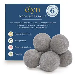 Wool Dryer Balls 6-Pack - XL, 100% New Zealand Wool, Reusable and Handmade. Fragrance-Free, Natural Fabric & Laundry Softener, Reduce Wrinkles, Static and Drying Time (Grey) Wool Dryer Balls 6-Pack - XL, 100% New Zealand Wool, Reusable and Handmade. Fragrance-Free, Natural Fabric & Laundry Softener, Reduce Wrinkles, Static and Drying Time (Grey)