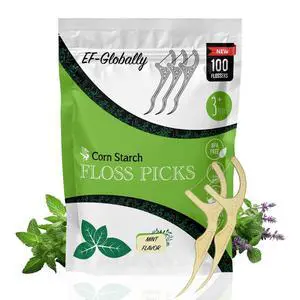 Dental Floss Picks, Plant-Based and Eco-Friendly, No Break and No Shred Floss, 100 Count, Mint Dental Floss Picks, Plant-Based and Eco-Friendly, No Break and No Shred Floss, 100 Count, Mint