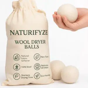 Wool Dryer Balls - 100% New Zealand Sheep Wool - Natural Fabric Softening, Reduces Clothing Wrinkles (6 Pack) Wool Dryer Balls - 100% New Zealand Sheep Wool - Natural Fabric Softening, Reduces Clothing Wrinkles (6 Pack)
