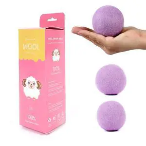 Wool Dryer Balls, XL 3-Pack, Purple Reusable Fabric Softener Wool Dryer Balls, XL 3-Pack, Purple Reusable Fabric Softener