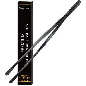 12-Inch Professional Kitchen & Cooking Tweezers Tongs - Stainless Steel Long Tweezer Tongs - Black Coated - BBQ,Plating,Multi-use 12-Inch Professional Kitchen & Cooking Tweezers Tongs - Stainless Steel Long Tweezer Tongs - Black Coated - BBQ,Plating,Multi-use