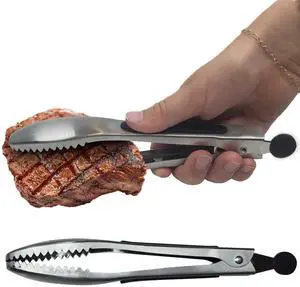 Metal Tongs with Teeth for Nonslip Grilling, Cooking, and Serving Ice Tongs and Pasta Tongs Grip Slippery Foods Comfortable Cushioned Handles (Gripper Tongs) Metal Tongs with Teeth for Nonslip Grilling, Cooking, and Serving Ice Tongs and Pasta Tongs Grip Slippery Foods Comfortable Cushioned Handles (Gripper Tongs)