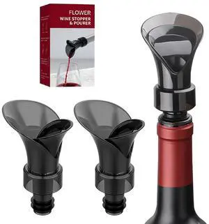 2-Pack Wine Aerator Pourer Spout, 2-in-1 Aerator Wine Pourer Wine Stopper, No Drip and No Spill Aerator for Wine Lovers, Gift Box Included - Black 2-Pack Wine Aerator Pourer Spout, 2-in-1 Aerator Wine Pourer Wine Stopper, No Drip and No Spill Aerator for Wine Lovers, Gift Box Included - Black