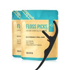 Natural Dental Floss Picks - Vegan, Eco Friendly Black Bamboo Charcoal Dental Teeth Stick Tooth Pick Toothpick Flosser for Oral Care with a Fresh Feel Minty Flavor (100 Pcs) Natural Dental Floss Picks - Vegan, Eco Friendly Black Bamboo Charcoal Dental Teeth Stick Tooth Pick Toothpick Flosser for Oral Care with a Fresh Feel Minty Flavor (100 Pcs)