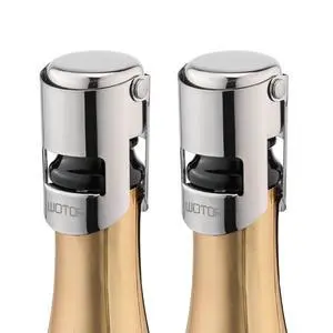 Champagne Bottle Stoppers, Stainless Steel, 2 Pack (Silver) | Food Grade Silicone, Reusable Champagne Cork, Suitable for Champagne, Cava, Prosecco, Sparkling Wine Champagne Bottle Stoppers, Stainless Steel, 2 Pack (Silver) | Food Grade Silicone, Reusable Champagne Cork, Suitable for Champagne, Cava, Prosecco, Sparkling Wine