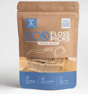 100 Mint Flavored Floss Picks | BPA Free, Eco-Friendly for Adults and Kids | Very Durable Sustainable Straw Wheat (100 Count, Mint) 100 Mint Flavored Floss Picks | BPA Free, Eco-Friendly for Adults and Kids | Very Durable Sustainable Straw Wheat (100 Count, Mint)