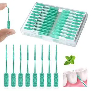 Dental Floss Picks, 200 PCS for Teeth Cleaning, Mint Flavor, Green Dental Floss Picks, 200 PCS for Teeth Cleaning, Mint Flavor, Green