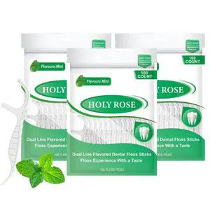 Dental Floss Picks 300 Count, Dual-Line Flossers with Toothpick Dental Floss Picks 300 Count, Dual-Line Flossers with Toothpick