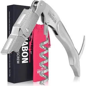 Wine Corkscrew Opener - Upgraded 2026 Multifunctional 3-in-1 Stainless Steel Wine Key Wine Bottle Opener with Beer Opener for Servers and Bartenders. Includes WineGuide Ebook Wine Corkscrew Opener - Upgraded 2026 Multifunctional 3-in-1 Stainless Steel Wine Key Wine Bottle Opener with Beer Opener for Servers and Bartenders. Includes WineGuide Ebook