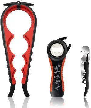 Jar Opener for Weak Hands, Seniors with Arthritis, 5 in 1 Multi Function Bottle Opener Lid Opener For Arthritic Hands with Corkscrew Wine Opener (red) Jar Opener for Weak Hands, Seniors with Arthritis, 5 in 1 Multi Function Bottle Opener Lid Opener For Arthritic Hands with Corkscrew Wine Opener (red)