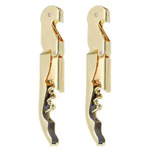 2Pcs 5" Wine Openers Waiter Corkscrew Professional Red Wine Bottle Opener Double Hinged with Foil Cutter for Servers Bartender, Gold 2Pcs 5" Wine Openers Waiter Corkscrew Professional Red Wine Bottle Opener Double Hinged with Foil Cutter for Servers Bartender, Gold