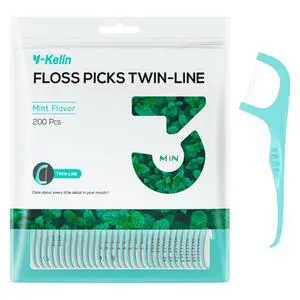 Twin Line Dental Floss Picks - Double Floss Picks, Double-Cleaning Teeth, Mint Flavor, 200 Count Twin Line Dental Floss Picks - Double Floss Picks, Double-Cleaning Teeth, Mint Flavor, 200 Count