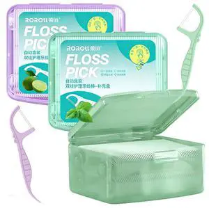 Dental Floss Picks, 400 Count, Twin Line, Mint Lime, 2 Boxes Dental Floss Picks, 400 Count, Twin Line, Mint Lime, 2 Boxes