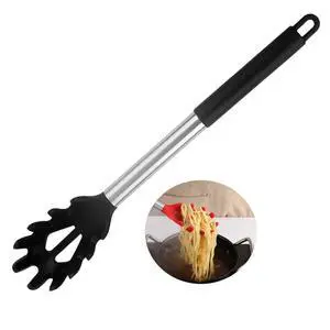 Silicone Pasta Fork,Spaghetti Spoon Kitchen High Heat Resistant Noodle Spoon Server,Food Grade Pasta Spoon with Stainless Steel Handle (Black) Silicone Pasta Fork,Spaghetti Spoon Kitchen High Heat Resistant Noodle Spoon Server,Food Grade Pasta Spoon with Stainless Steel Handle (Black)