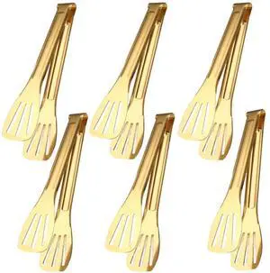 6 Pack Serving Tongs Kitchen Tong, 7 Inch Gold Buffet Tongs, Stainless Steel Food Tong Small Tong, Serving Tong for Buffet, Party, Salad, Appetizers 6 Pack Serving Tongs Kitchen Tong, 7 Inch Gold Buffet Tongs, Stainless Steel Food Tong Small Tong, Serving Tong for Buffet, Party, Salad, Appetizers