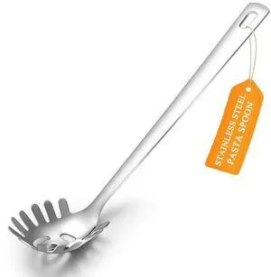Spaghetti Spoon, ReaNea Pasta Server, Stainless Steel Pasta Spoon with Teeth, One-Piece Metal Pasta Fork, Noddle Fork Kitchen Utensils, Heat Resistant, Dishwasher Safe, Easy to Clean Spaghetti Spoon, ReaNea Pasta Server, Stainless Steel Pasta Spoon with Teeth, One-Piece Metal Pasta Fork, Noddle Fork Kitchen Utensils, Heat Resistant, Dishwasher Safe, Easy to Clean