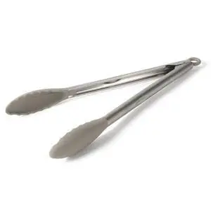 Edge Kitchen Tongs, Stainless Steel Locking Tongs with Heat-Resistant Silicone Heads, Nonstick-Safe Cooking Tongs for Grilling, Serving & Food Prep, Taupe Edge Kitchen Tongs, Stainless Steel Locking Tongs with Heat-Resistant Silicone Heads, Nonstick-Safe Cooking Tongs for Grilling, Serving & Food Prep, Taupe