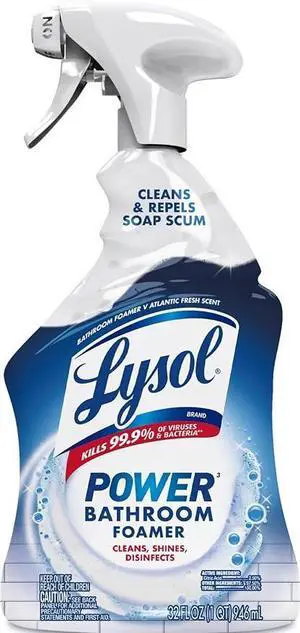 Lysol Power Foaming Bathroom Cleaner, Multipurpose Cleaner for Showers, Bathtubs, Sinks, Disinfectant Spray Kills 99.9% of Germs, Zero Bleach Cleaning Spray, 32 Oz. Lysol Power Foaming Bathroom Cleaner, Multipurpose Cleaner for Showers, Bathtubs, Sinks, Disinfectant Spray Kills 99.9% of Germs, Zero Bleach Cleaning Spray, 32 Oz.