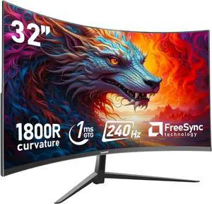 Gawfolk 32 Inch Curved Gaming Monitor 240Hz, 1800R PC Monitor FHD 1080P, Frameless Computer Dispaly with Freesync and Eye Care Technology, Wall Mountable Gawfolk 32 Inch Curved Gaming Monitor 240Hz, 1800R PC Monitor FHD 1080P, Frameless Computer Dispaly with Freesync and Eye Care Technology, Wall Mountable