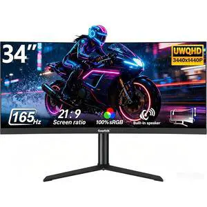 GAWFOLK 34" Gaming monitor Ultrawide UWQHD 2K 1440P (Quasi 4K) 165Hz with AMD FreeSync & G-Sync 1ms 3800R Curved PC Monitor,DP&HDMI, VESA, HDR10,PIP/PBP,with Built-in Speakers GAWFOLK 34" Gaming monitor Ultrawide UWQHD 2K 1440P (Quasi 4K) 165Hz with AMD FreeSync & G-Sync 1ms 3800R Curved PC Monitor,DP&HDMI, VESA, HDR10,PIP/PBP,with Built-in Speakers