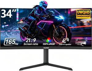 GAWFOLK 34" Gaming monitor Ultrawide UWQHD 2K 1440P (Quasi 4K) 165Hz with AMD FreeSync & G-Sync 1ms 3800R Curved PC Monitor,DP&HDMI, VESA, HDR10,PIP/PBP,with Built-in Speakers GAWFOLK 34" Gaming monitor Ultrawide UWQHD 2K 1440P (Quasi 4K) 165Hz with AMD FreeSync & G-Sync 1ms 3800R Curved PC Monitor,DP&HDMI, VESA, HDR10,PIP/PBP,with Built-in Speakers