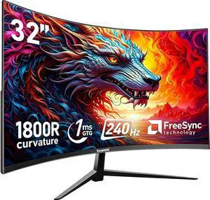 Gawfolk 32 Inch Curved Gaming Monitor 240Hz, 1800R PC Monitor FHD 1080P, Frameless Computer Dispaly with Freesync and Eye Care Technology, Wall Mountable Gawfolk 32 Inch Curved Gaming Monitor 240Hz, 1800R PC Monitor FHD 1080P, Frameless Computer Dispaly with Freesync and Eye Care Technology, Wall Mountable