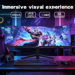 Gawfolk 49 Inch Curved Ultrawide Gaming Monitor, 5K WQHD 5120×1440P, 165Hz, 1500R Curved VA Panel, 100% sRGB, 3000:1 Contrast, FreeSync, Built-in Speakers, VESA Mountable, 32:9 Aspect Ratio Gawfolk 49 Inch Curved Ultrawide Gaming Monitor, 5K WQHD 5120×1440P, 165Hz, 1500R Curved VA Panel, 100% sRGB, 3000:1 Contrast, FreeSync, Built-in Speakers, VESA Mountable, 32:9 Aspect Ratio