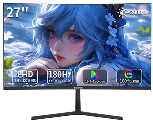 Gawfolk 27" 180Hz Curved Gaming Monitor FHD 1920x1080, Adaptive Sync, 1800R, 16.7M Colors, 100% sRGB, VESA Mountable, Tilt Adjustable Gawfolk 27" 180Hz Curved Gaming Monitor FHD 1920x1080, Adaptive Sync, 1800R, 16.7M Colors, 100% sRGB, VESA Mountable, Tilt Adjustable