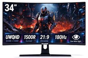 Gawfolk 34" Curved Gaming Monitor, UWQHD 3440×1440, 180Hz, 1500R Curved, 21:9 Ultrawide, Low Blue Light Eye Protection, 4000:1 Contrast, 100% sRGB, 8-Bit, HDMI DP, Ultra Wide Computer Monitor for PC G Gawfolk 34" Curved Gaming Monitor, UWQHD 3440×1440, 180Hz, 1500R Curved, 21:9 Ultrawide, Low Blue Light Eye Protection, 4000:1 Contrast, 100% sRGB, 8-Bit, HDMI DP, Ultra Wide Computer Monitor for PC G